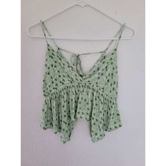Full Tilt Women's Green Crop Blouse Tie Neck - Size‎ Small #8 - Picture 1 of 6
